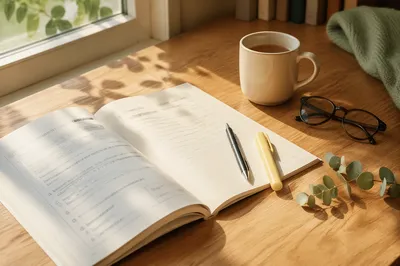 Open Workbook with Pen and Highlighter