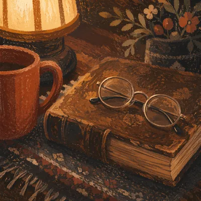Bible with Reading Glasses and Red Mug