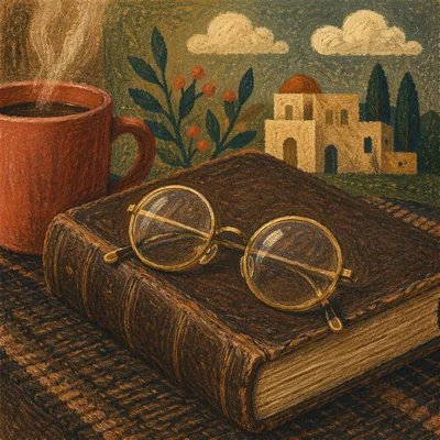 Cozy Bible Reading with Glasses and Mug