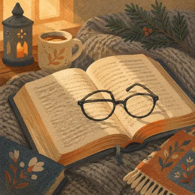 Open Bible with Glasses in Warm Light