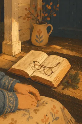 Open Bible and Glasses in Warm Sunlight