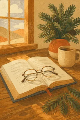 Open Bible with Glasses in Warm Light