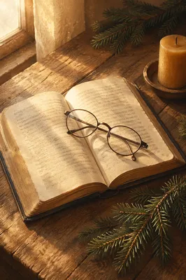 Open Bible with Glasses in Warm Light