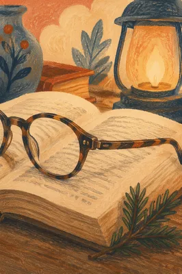 Open Bible with Glasses in Warm Light