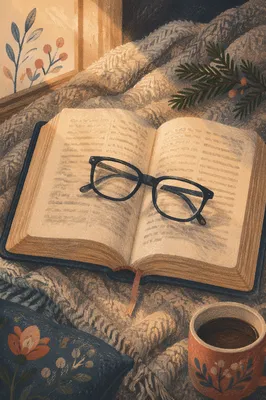 Open Bible with Glasses in Warm Light