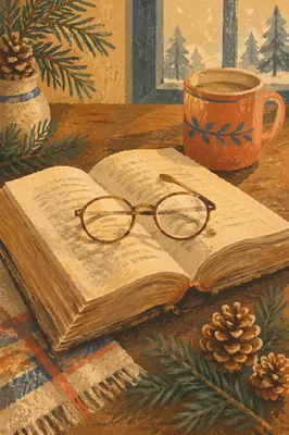 Open Bible with Glasses in Warm Evergreen Light
