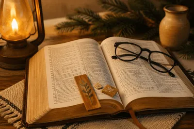 Warm Bible with Reading Glasses