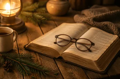Warm Bible Study With Reading Glasses