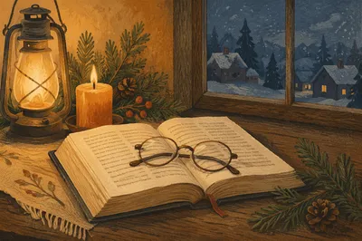 Open Bible With Reading Glasses in Warm Light