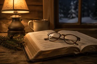 Warm Bible Reading Glasses by Lamplight