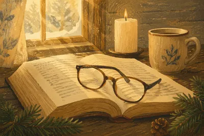 Warm Bible Devotion With Reading Glasses