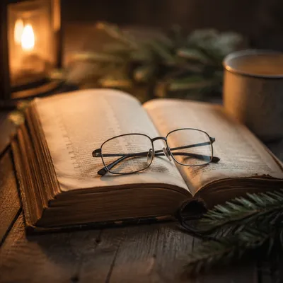 Open Bible With Reading Glasses in Warm Light