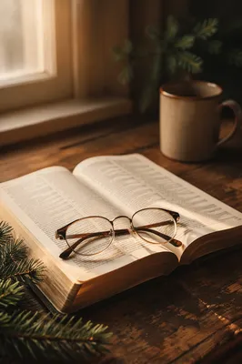 Reading Glasses on Open Bible in Warm Light