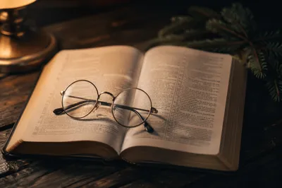 Warm Bible Study with Reading Glasses
