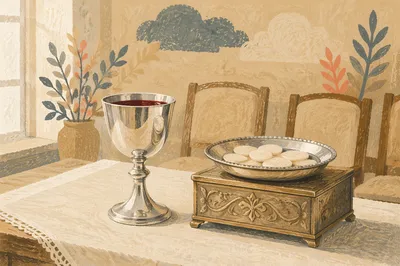 Bread and Wine Communion Table Still Life