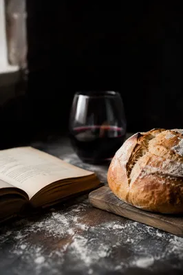 Rustic Bread and Wine Communion Still Life
