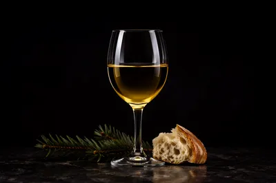 Reverent Communion Bread and Wine Still Life