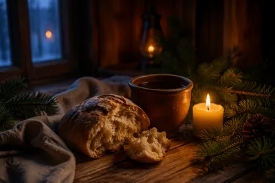 Rustic Bread and Wine Communion Table