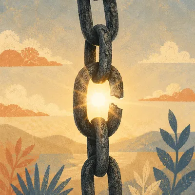 Broken Chains in Golden Light