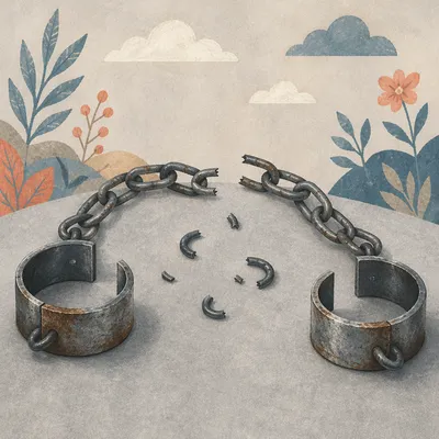 Broken Chains Symbolizing Freedom and Release