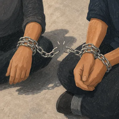 Broken Chains Symbolizing Freedom and Release