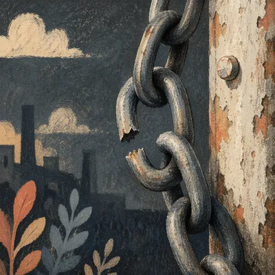 Broken Chain Link Symbolizing Freedom
