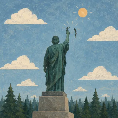 Broken Chains Monument Above Evergreen Forest