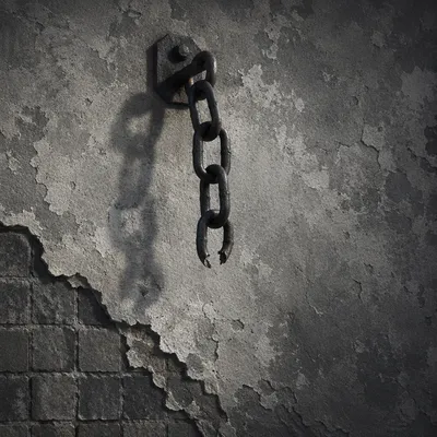 Broken Rusted Chain Symbolizing Freedom