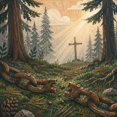 Broken Chains in Evergreen Forest Light