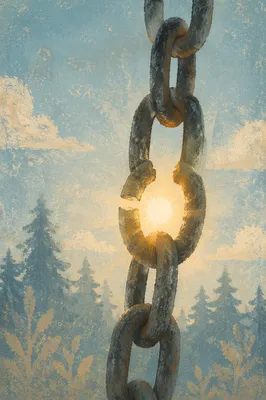 Broken Chain Freedom in Golden Sunlight