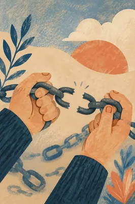 Broken Chain Held in Hands of Freedom