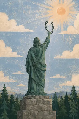 Broken Chains Monument Above Evergreen Forest