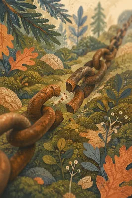 Broken Rusty Chain in Evergreen Hope