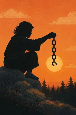 Broken Chains at Sunset Freedom Silhouette