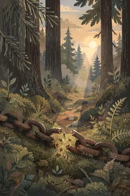 Broken Chain in Evergreen Forest Light