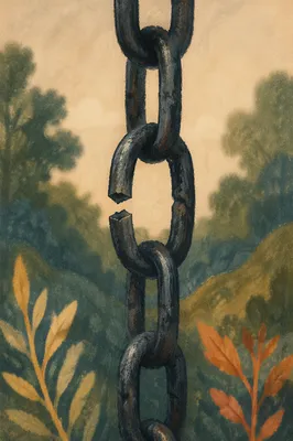 Broken Iron Chain Symbolizing Freedom