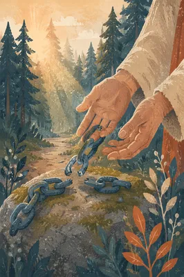 Broken Chains by Evergreen Forest Path