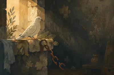 Dove with Broken Chains in Chapel Light