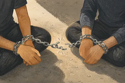 Broken Chains Symbolizing Freedom and Release