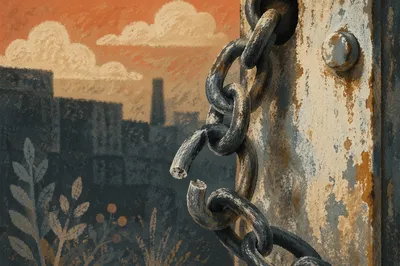 Broken Steel Chain Symbolizing Freedom