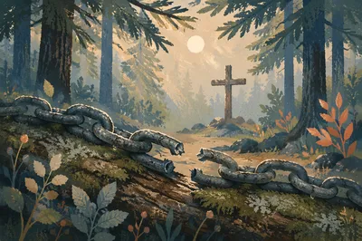 Broken Chains in Evergreen Forest Light