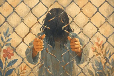 Broken Chains Freedom Behind Weathered Fence