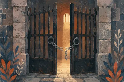 Broken Chain on Open Iron Gate