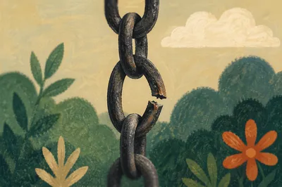 Broken Iron Chain Symbolizing Freedom