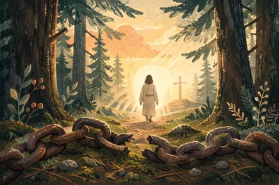 Broken Chains in Evergreen Forest Light
