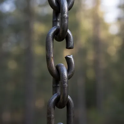 Broken Chain Symbolizing Freedom in Evergreen Forest
