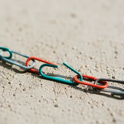 Broken Paper Clip Chain Symbolizing Freedom