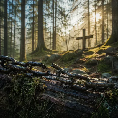Broken Chains in Evergreen Forest Light