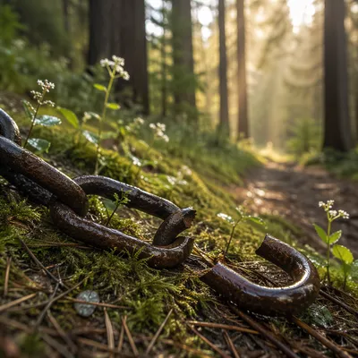 Broken Chains on Evergreen Forest Floor