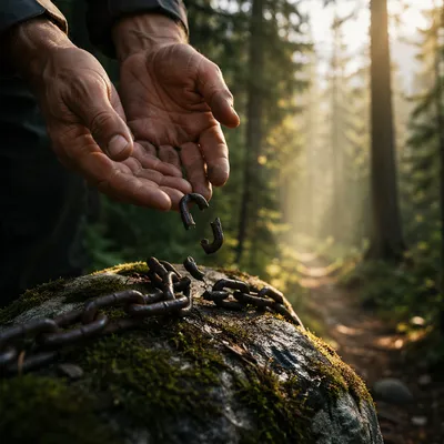 Broken Chains in Evergreen Forest Light